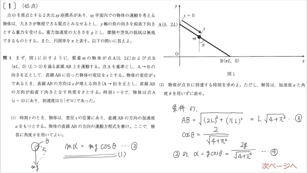 【九州大学】物理2023大問1